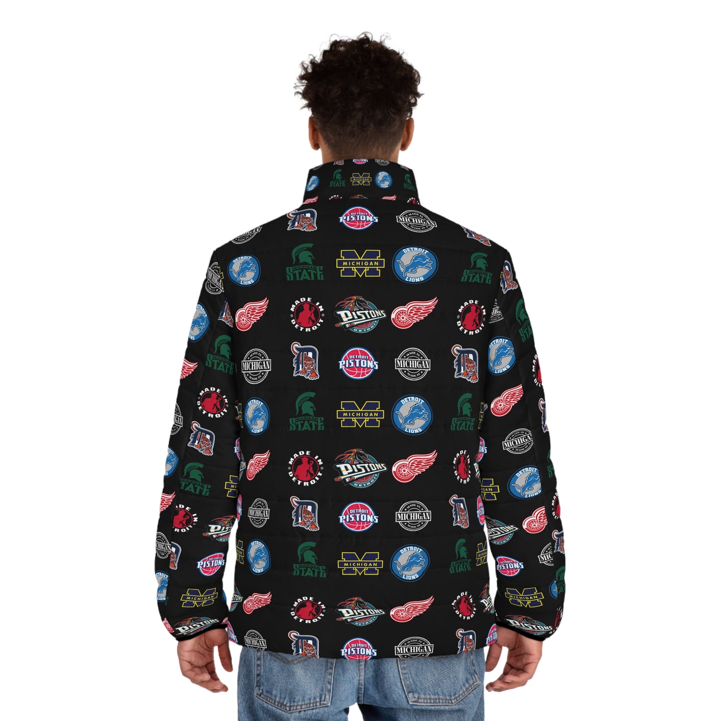 Sporty Men's Puffer Jacket, Casual Outerwear, Cozy Street Style, Gift for Sports Fans, Winter Fashion Must-Have