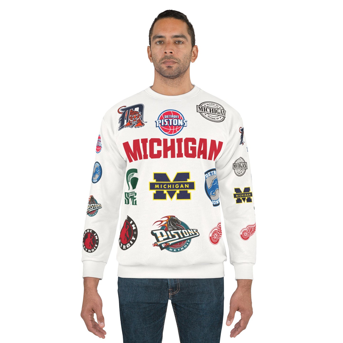 Michigan Sports Unisex Sweatshirt, Retro College Apparel, Perfect for Game Days, Gift for Sports Lovers, Embroidered Fan Gear