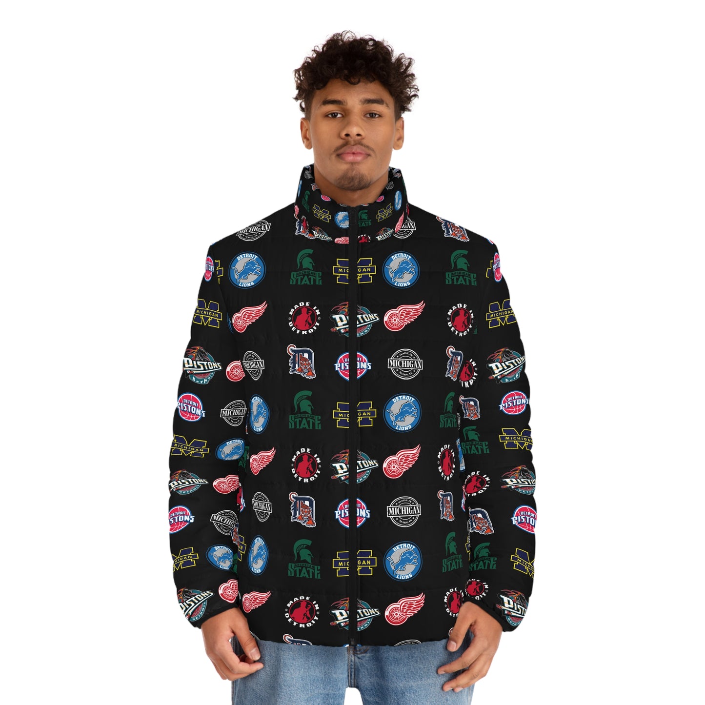 Sporty Men's Puffer Jacket, Casual Outerwear, Cozy Street Style, Gift for Sports Fans, Winter Fashion Must-Have