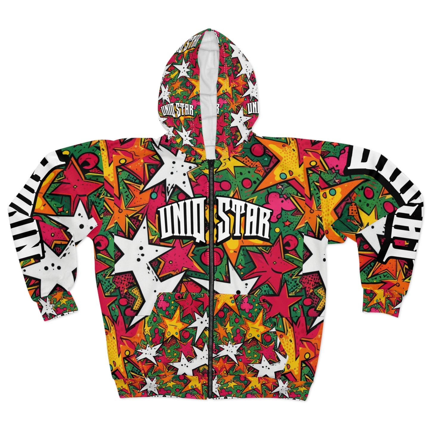 Colorful Unisex Zip Hoodie with Star Design | Trendy Streetwear, Gift for Teens, Festival Fashion, Layering Essential, Vibrant Hooded [...]